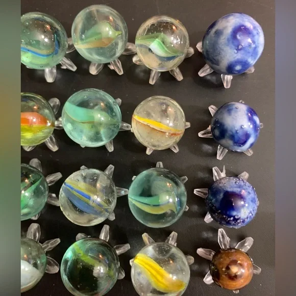 Vintage Bennington & Cat's Eye Colorful Clay & Glass Marbles Multi-Color Marbles - Picture 4 of 16
